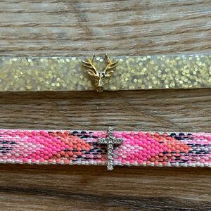 Pink and Gold Keep Collective bracelets and charms